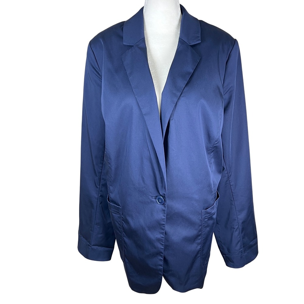 Lane Bryant Navy Blue Single‎ Button Blazer Jacket Womens Plus Size 18